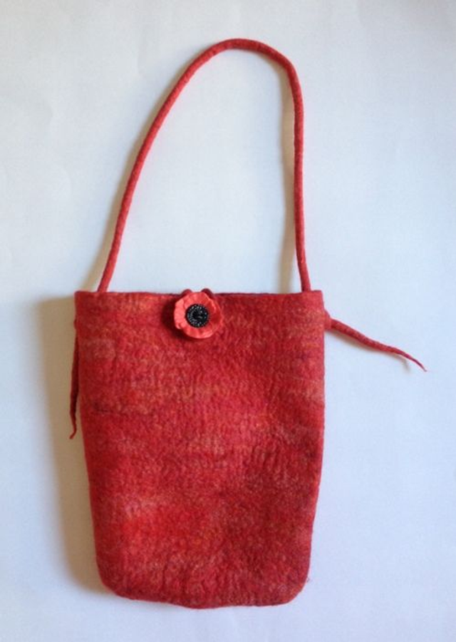 CLEARANCE - Hand Felted Small Bag in Red