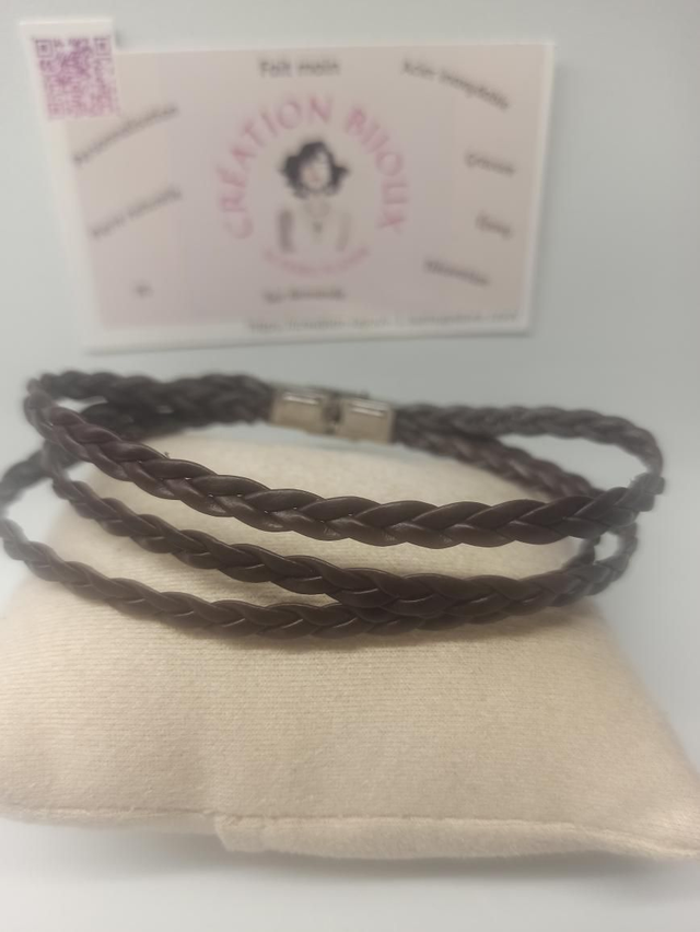 Bracelet similicuir marron 