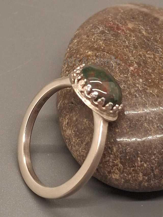 Fancy Jasper Sterling Silver Satin Finish Ring
