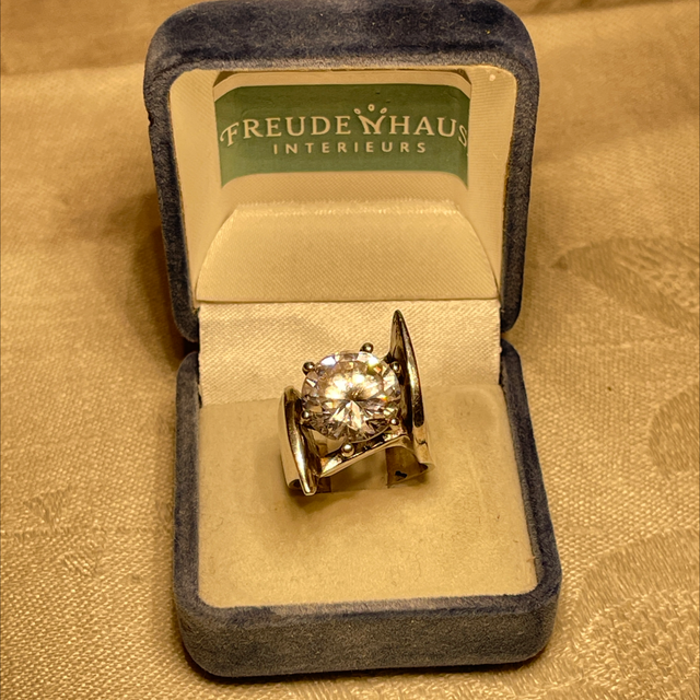 Designer Ring Bergkristall Silber Mid-Century 