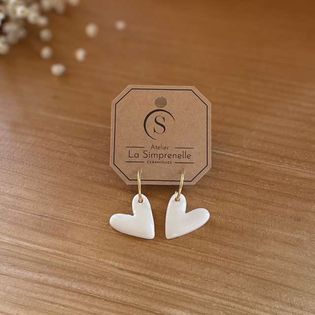 Boucles d’oreilles 🤍 Grand Cœur (demi créole)