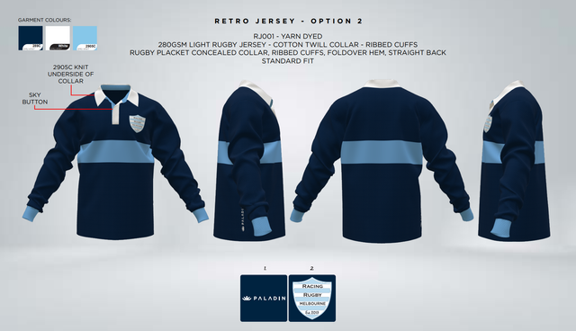 Retro Long Sleeve Jersey (Navy and Sky Blue)