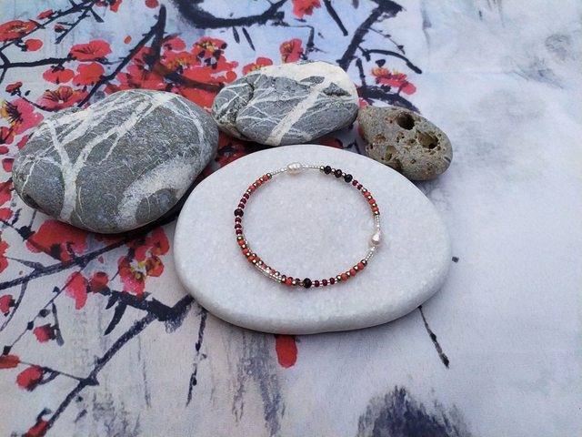 Bracelet 'orange corail' - bracelet fil mémoire