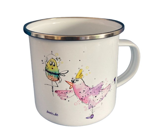 Emailletasse "Yogahuhn"