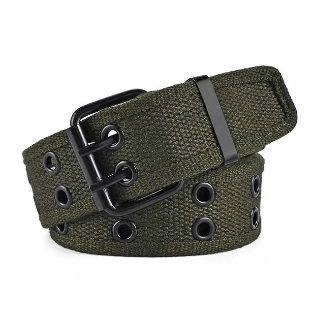 Ceinture Tressée Unisexe avec Boucle Métallique couleur vert armée