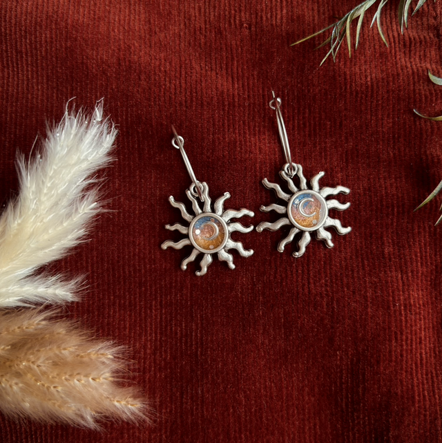 Celestial Sun Earrings with Moon details