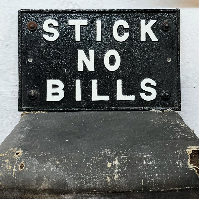 Antique Cast Iron Railway “Stick No Bills” Sign England, c.1890–1930
