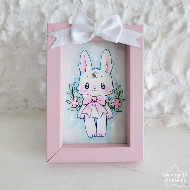 Mini dessin encadré - Lapin blanc