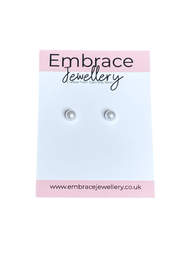 Mini Faux White Pearl Comfort Back Stud Earrings