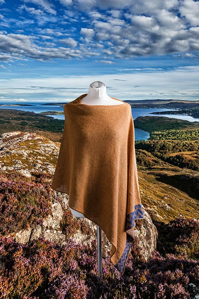 Gairloch Merino Silk Poncho, Womens poncho, Autumn colours poncho, Outerwear. Cape.