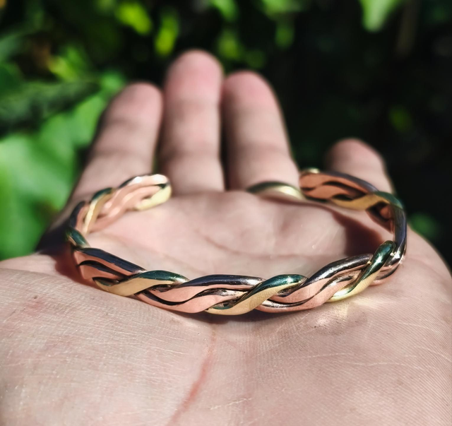 Bracelet cuivre et laiton entrelacé - Mixte