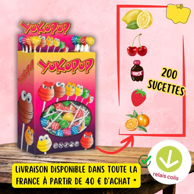 🔵 Boîte à 200 Sucettes 🍭 Fruitée