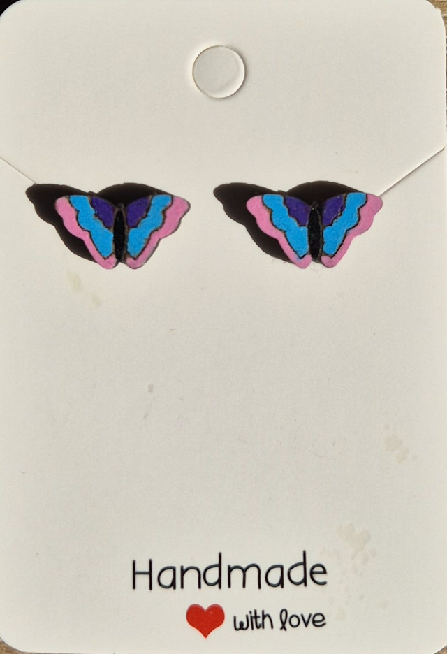 Butterfly Stud Earrings  (blue/pink)