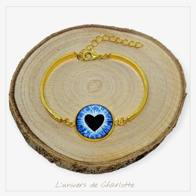 Bracelet &quot;Turquoise&quot; coeur acier C-01