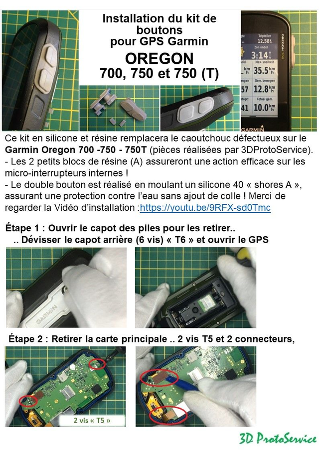 Garmin Oregon 700 / Oregon 750 (T) On/Off Buttons kit / Cover Case Bouton