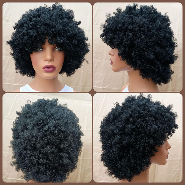Full Body Afro Kinky Synthetic Wig in Black, Grey, Brown, Burgundy