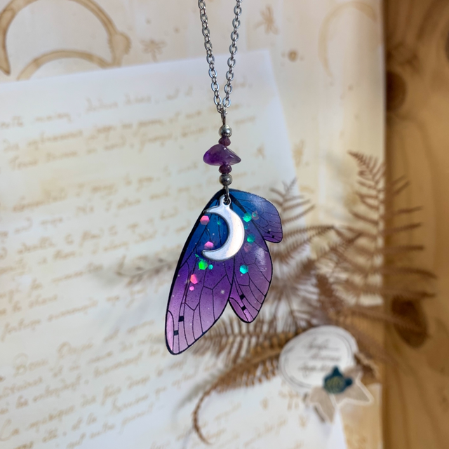 Collier - Fée Améthyste - Nuit étoilée