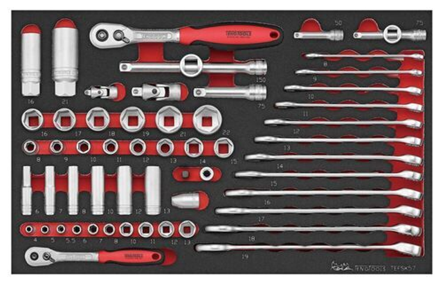 Spanner &amp; Socket Set FOAM3 57 Pieces TEFSK57