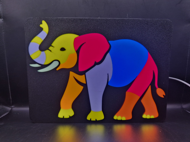 Light Up Sign Of A Colourful Elephant