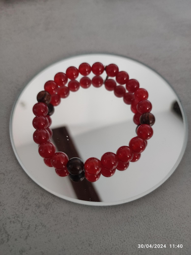 Bracelet cornaline / bois de santal 