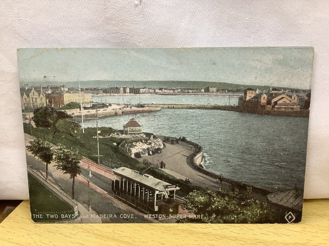 Weston-Super-Mare, The Two Bays &amp; Madeira Cove, Somerset, Posted 1906 Antique postcard. Our Ref No. R688 £2.25