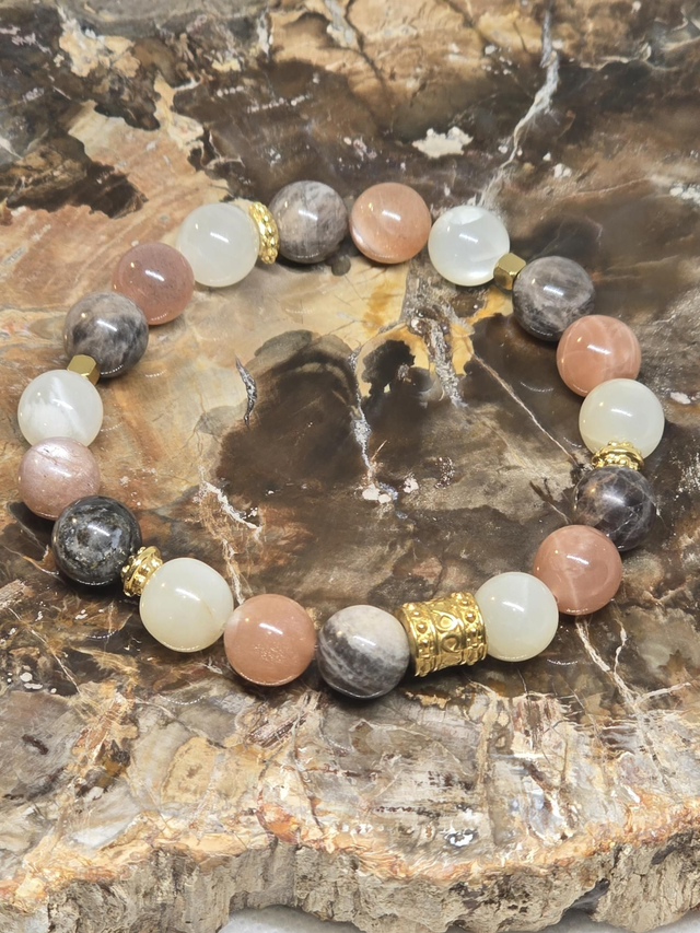 Bracelet Pierre de lune multicolore 1 cm