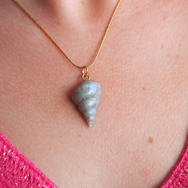 Collier coquillage escargot fait main chaîne acier inoxydable 