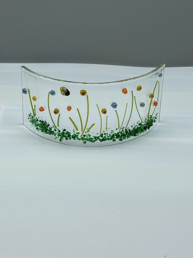 Floral glass fused curve