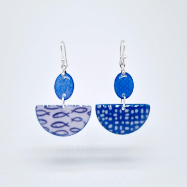 Boucles d&#039;oreilles bleu doubles lune