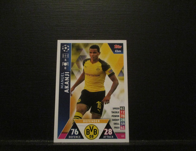 Manuel Akanji - UEFA Champions League Match Attax 2018/19 Original Trading Card #133