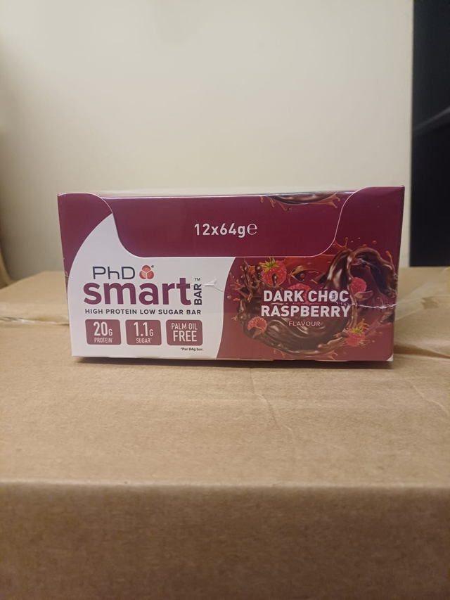 PhD Protein Bars - Dark Choc Raspberry (full box 96 bars)