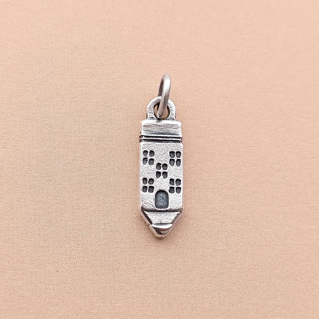 Silver Pencil Necklace  - Sterling Silver House Pendant - Quirky House Charm - Solid Silver Pencil Necklace - Unique Silver Jewelry