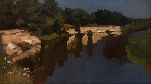 Rzeka Bug w Zbereżu 33x55 olej płótno 2022 oprawiony