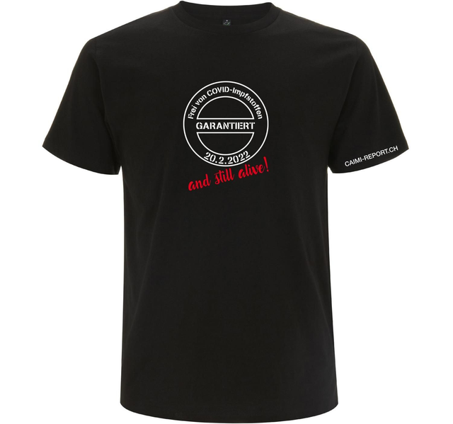 T-Shirt «frei von COVID-Impfstoffen» - Datum nicht wählbar, schwarz Unisex