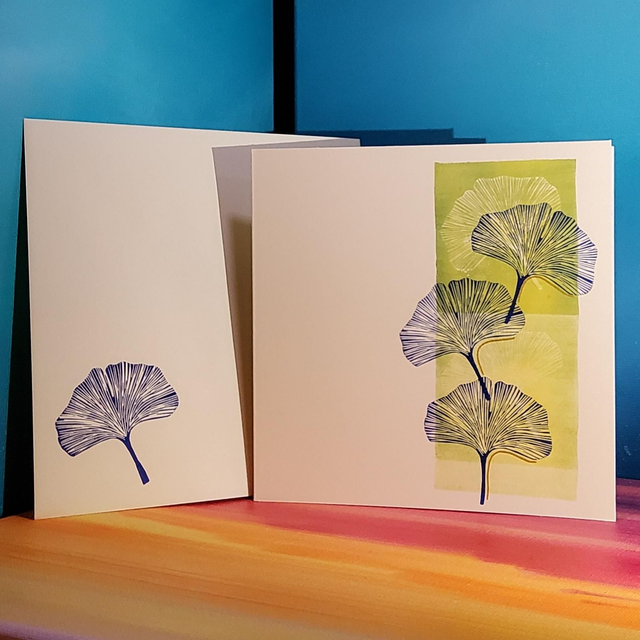 004 Klappkarte "Ginkgoblätter"