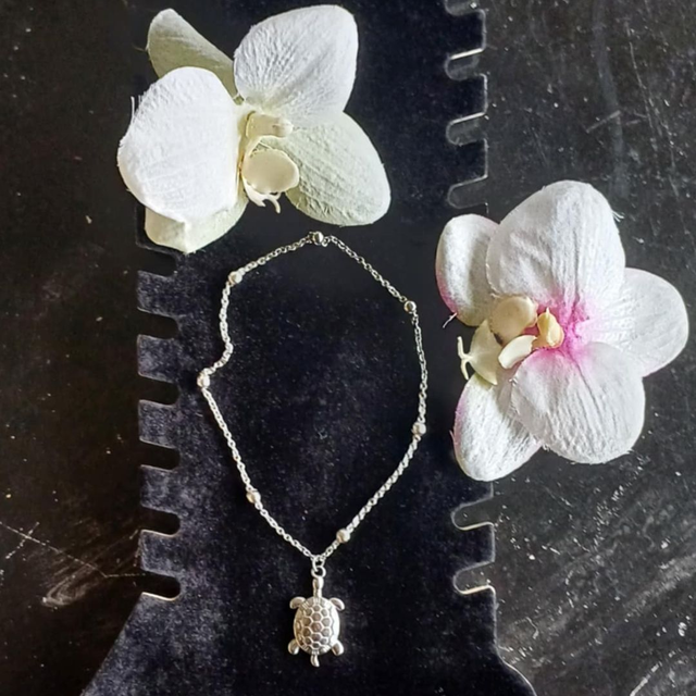 Chaîne de Cheville Tortue Argenté 