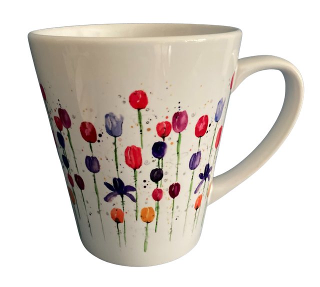 Konische Keramiktasse "Tulpen"