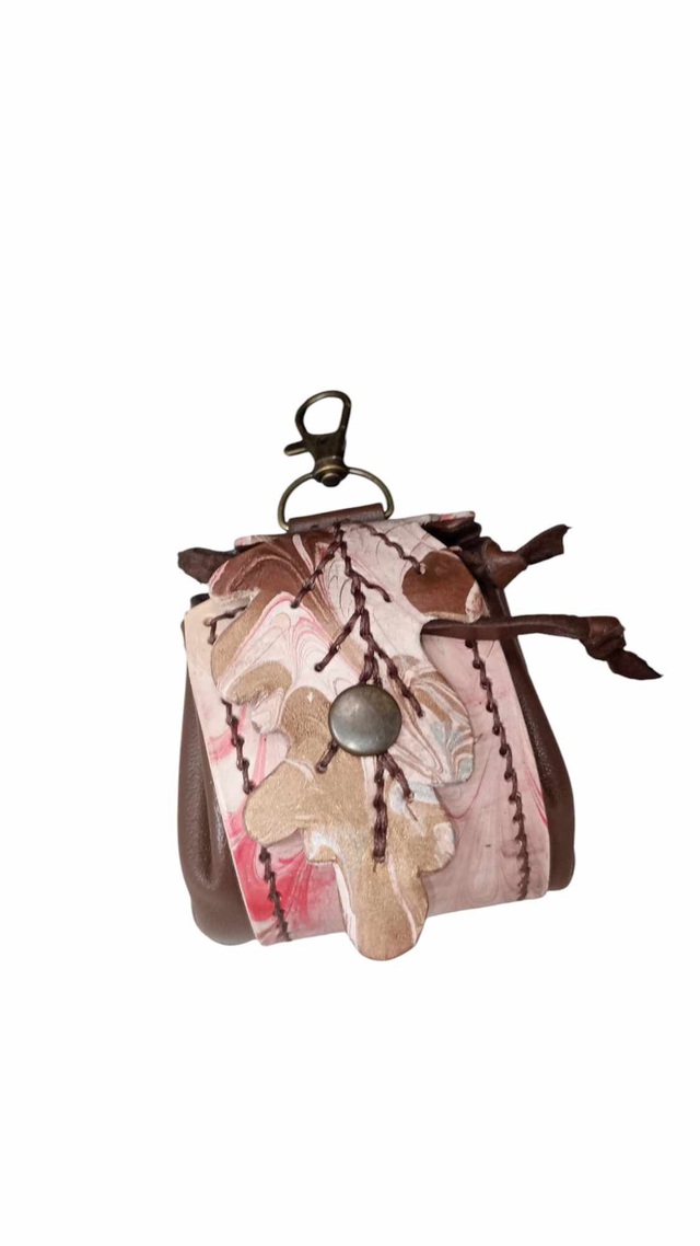 Bourse Amboisienne feuille - Marbling rosé/marron