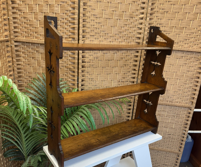 Antique Oak Arts And Crafts Wall Shelf