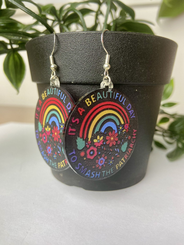 Smash the patriarchy earrings.