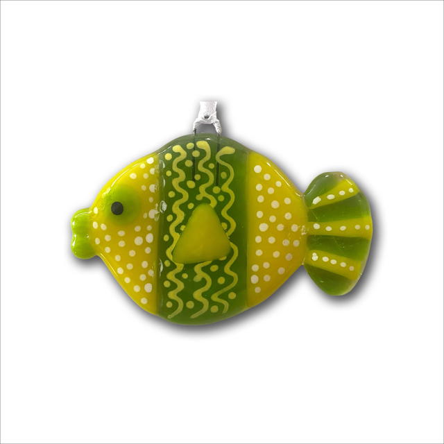 Hanging fish in green and yellow (Ref HFS2)
