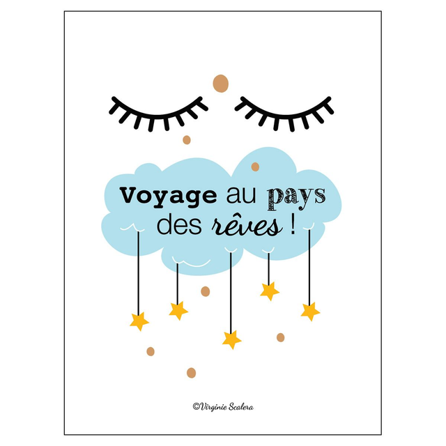  Poster Mantra Citation inspirante " Voyage au pays des rêves ! " 30x40 cm