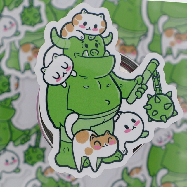 Single Sticker - Dungeon Kittens - Troll and Kitties - ca. 7x7 cm