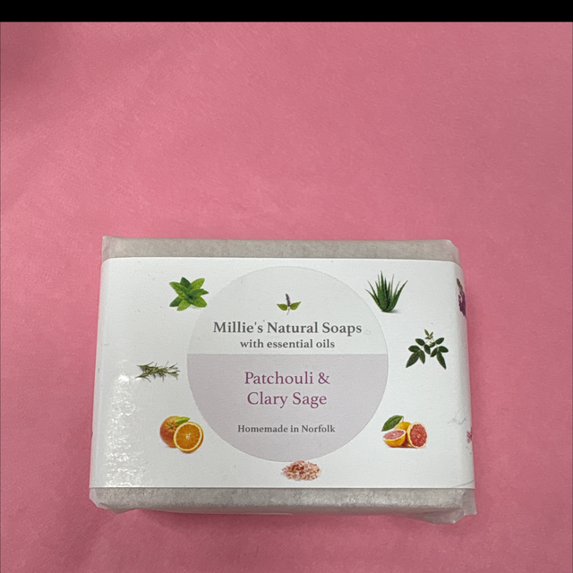 Millie’s natural soap patchouli &amp;clary sage 90g