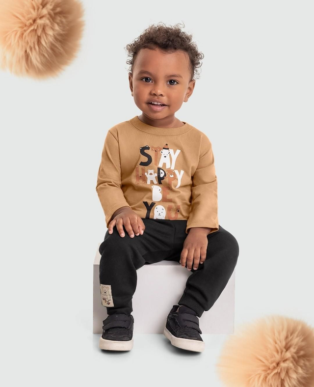 Conj. Menino Camiseta Ursos Caramelo Tam. 1