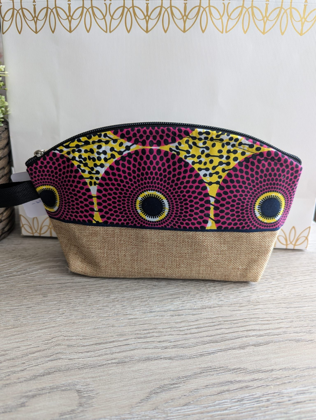 Lot de pochettes en wax et toile de jute