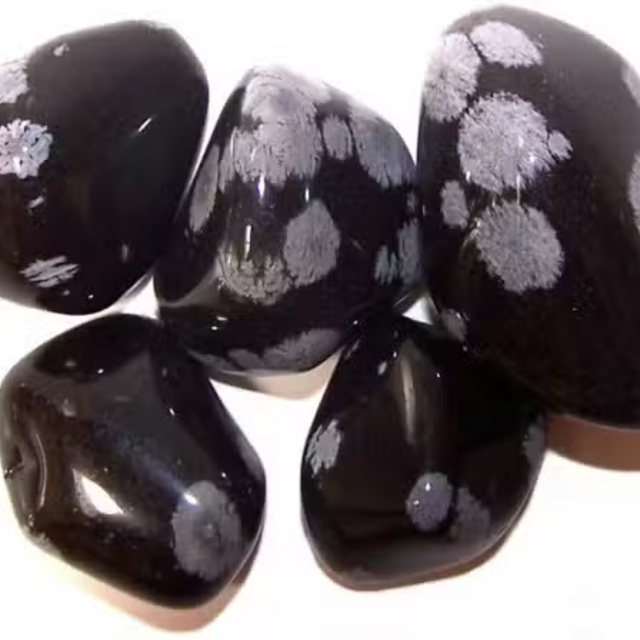 Snowflake Obsidian Grounding Stone – Tumble set of 4