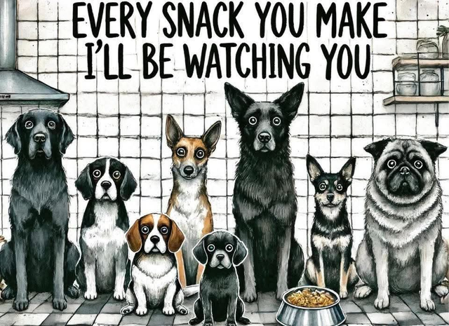 Fun Sublimation Glass Chopping Board | Novelty Kitchen Cutting Board - Dogs Watching