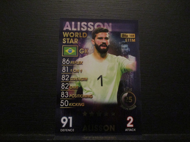 Alisson - World Star Match Attax 101 Original Trading Card