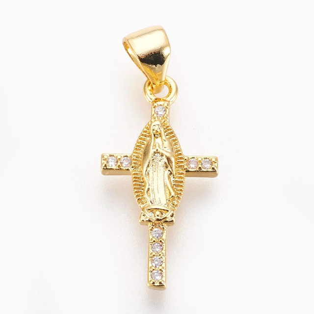 Pendentif Croix Divine Guadalupe doré